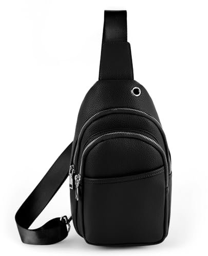 TANTOMI Brusttasche Damen, Schultertasche, PU Leder Sling Bag Damen Klein Crossbag Umhängetasche für Outdoorsport, Wandern, Radfahren, Reisen