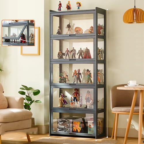 JSLJDM Vitrinenschrank Sammlervitrine Stehend Standvitrine Glasvitrine Acryl Vitrine Standvitrine Acryl Vitrine Doppeltüren Großer Kapazität Sammlervitrine Handgefertigtes Lagerregal für Waren