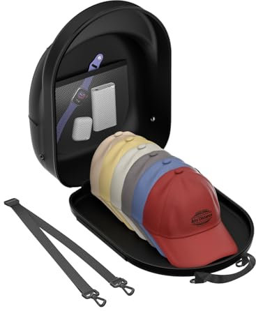 CLESOO Cap Aufbewahrung - Harte Hutschachtel für Baseball Cap mit Abnehmbarem Aufbewahrungstasche - Mützenhalter Organizer Halterung mit Deckel & Verstellbarem Schulterriemen für Reisen Hause