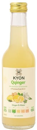 250ml Qqinger Glass Bottle Soft Drink | Natural Lemonade Drink with Ginger, Elderflower, Water, Lemon and Lime Juice | Pack of 12 X 250ML | No-Added Sugar Low Calorie Diet Lemonade Ginger Drink