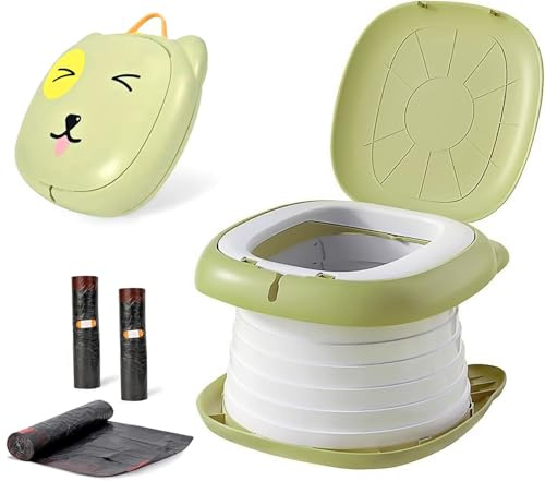 Orinales Infantiles,Wc Portatil NiñOs,Bebé Inodoro Infantil Plegable Potty Con Tres Rollo De Bolsas De Basura,Orinal Plegable De Viaje PortáTil,FáCiles De Transportar,1-3 Años