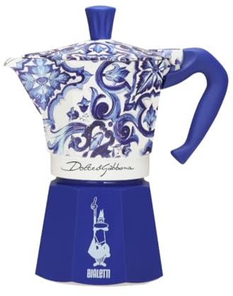 Bialetti Dolce & Gabbana – Moka Express Blue Mediterraneo pour 6 tasses, feu direct (cafetière, makinetta expresso)