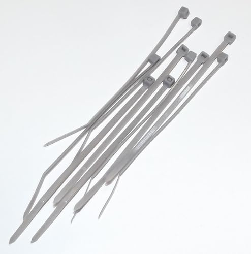 100mm x 2.5mm Nylon Cable Ties, Pack of 100 (Silver/Metallic Grey)