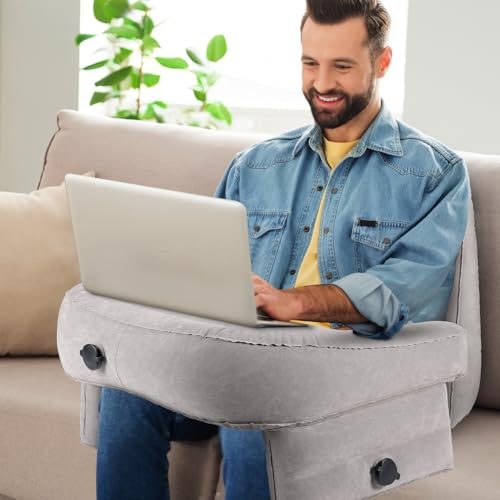 Coussin de jeu gonflable avec coussin, coussin de lecture extra large pour ordinateur portable, accoudoir pour lecture, travail, crochet, jeu sur le pont vapeur ou assis dans le lit, le canapé