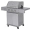 aro Gasgrill mit 3 Brennern, 9 kW Leistung, Ablagetisch, Thermometer, fahrbar, Stahl/Edelstahl, silber