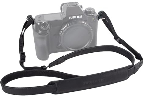 MUZIRI Ceinture en cuir véritable avec bandoulière réglable et anneaux triangulaires pour appareils photo numériques - Longueur 90 à 140 cm