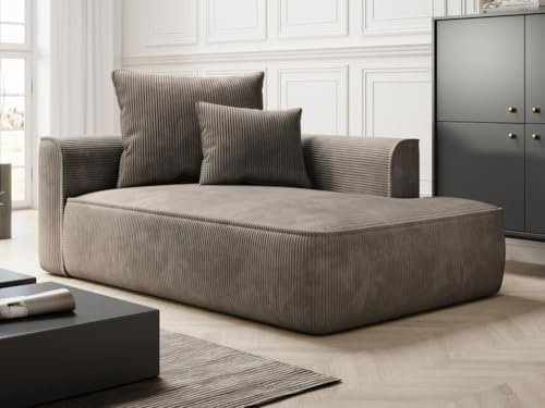 Vente-unique - Recamiere ohne Schlaffunktion 1 Pineta - Samt - Taupe