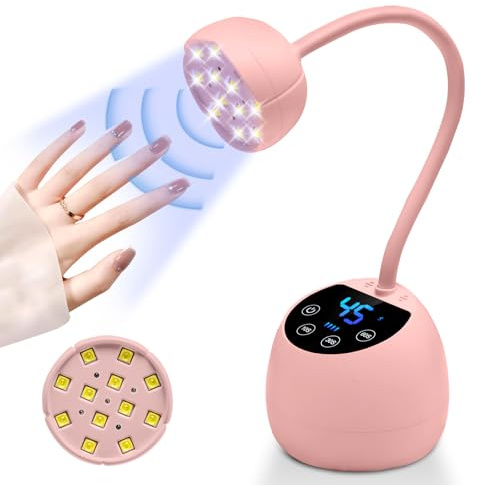 ANRUI Mini UV Lampe für Nägel: 36W Nagellampe für Gelnägel mit Smart Auto-Sensor und 4 Timer Modi - 12 LED Lampenperlen - Tragbare Kleiner Nageltrockner Geeignet für Salon und Hause - Rosa