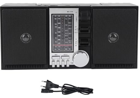 Radio Portátil, Am FM Radios SW Recargable de Batería de 2400 MAh Operada con Altavoz Bluetooth, Radio de Corta para Viajes Al Aire Libre en Casa (Enchufe de la UE)