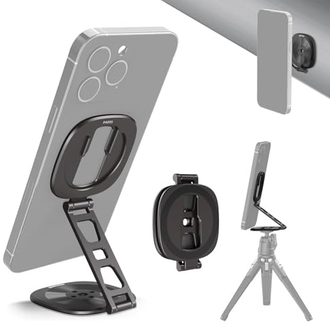 NEEWER PA095 Dual Magnetic Ring Holder for Phone, Slim Folding Magnetic Mobile Phone Holder with 1/4 Screw for Tripod Compatible with MagSafe iPhone Samsung Huawei Android for Video, PA095
