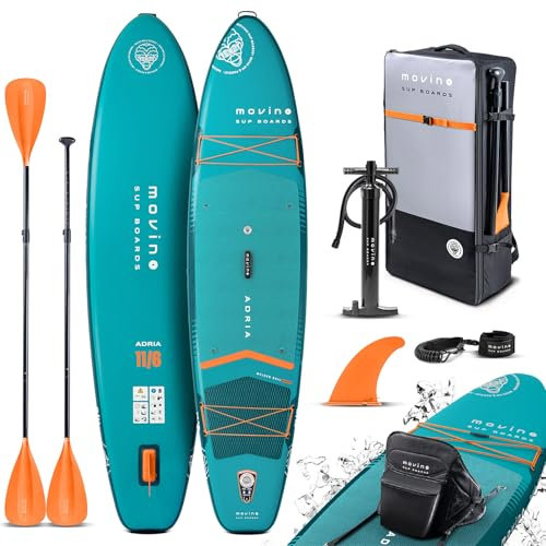Movino Stand Up Paddle Board (350 cm) - 2in1 SUP Kajak Aufblasbar - Tragkraft bis 165 kg Set Mit Zubehör Paddel - Allround 350x83x15 cm - Adria 11’6 - Welded Rail - 15 PSI