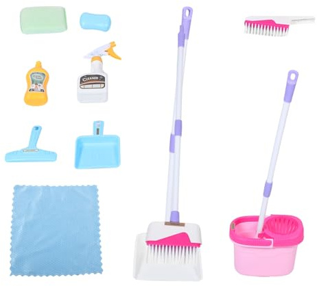 HEMOTON Complet Outils de Ménage avec Balayette Pelle Brosse et Éponge Apprentissage Ludique pour Développer la Coordination des Tout Petits