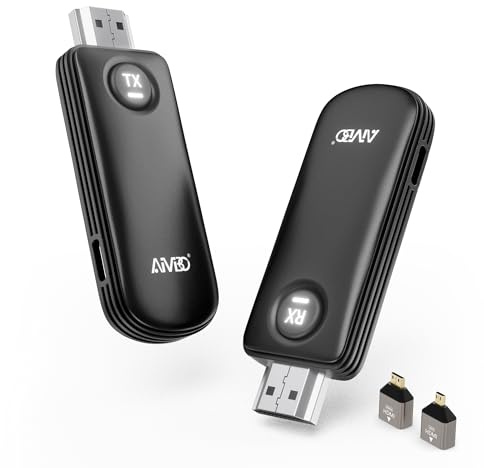Wireless HDMI Transmitter and Receiver, 4K Decode, 1080P Output, Plug & Play, 50M/165FT, 5G HDMI Wireless Transmitter and Receiver for Streaming Video/File from Laptop/PC/Camera to Monitor/TV-Black