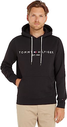 Tommy Hilfiger Uomo Felpa Core Tommy Logo con Cappuccio, Nero (Jet Black), 3XL