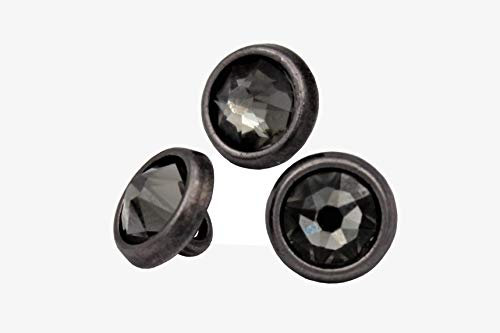 kleine Metallknöpfe silber antik Metall Knöpfe Strass Glitzer Kristall grau 10mm (6 Stück)