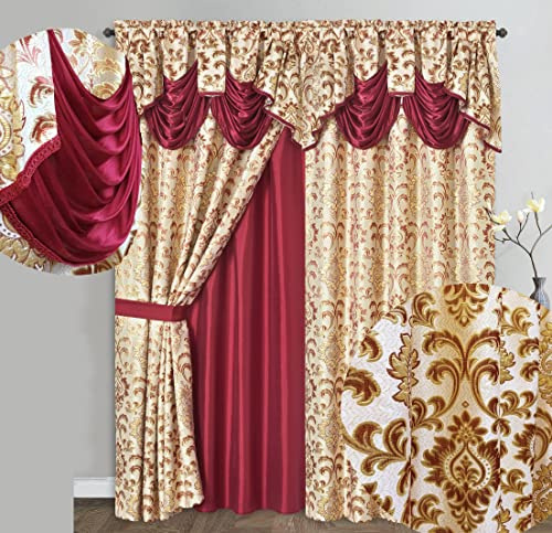 GOHD Samba Star. Tenda a pannello in jacquard con mantovana attaccata e retro in taffetà. Set da 2 pezzi. Ogni pezzo misura 137,2 cm di larghezza x 228,6 cm di lunghezza con mantovana da 45,7 cm