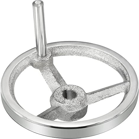 PATIKIL 120mm/4.72 Inch Diameter 12mm ID Rotary Handwheel, 1 Pack Cast Iron Chrome Plated with Handle for Many Types of Milling Machines and Lathes, Silver Tone