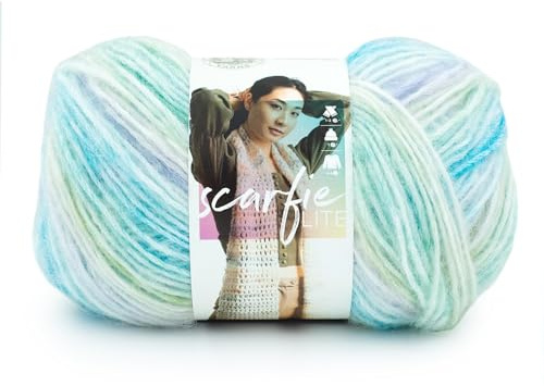 Lion Brand Yarn Scarfie Lite, Ombré Yarn for Knitting, Rain, 1 Pack