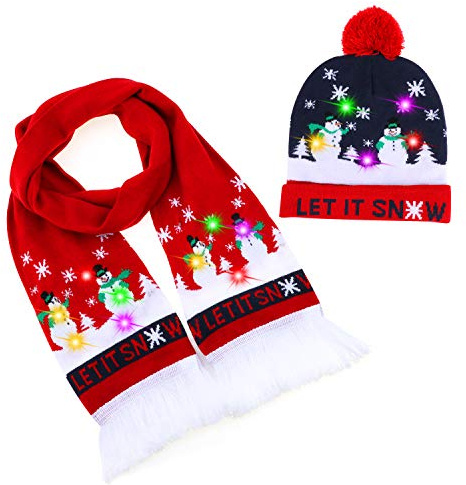 TAGVO LED leuchten Hut Mütze Stricken, Bunte LED Xmas Weihnachten Hut Mütze, Winter Schnee Hut Pullover hässliche Urlaub Hut Beanie Cap