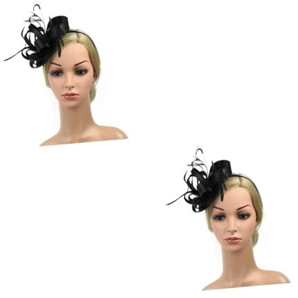 FRCOLOR 2stücke Bridal Haarschmuck Satin Mit Federn Hochzeitsaccessoires Für Braut Und Brautjungfern Für Partys Und Besondere Anlässe Schwarz