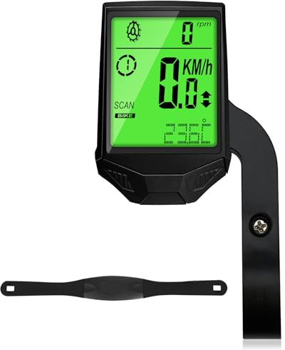 3-in-1 Contachilometri Bici Senza Fili Fascia Cardio/Sensore di Velocità Ciclocomputer Cardiofrequenzimetro Cadenza per Ciclismo Computer Bici con 26 Funzioni IP66 Impermeabile LCD Display Timer