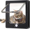 Roxanex Cat Door Large 19.5cm x 18cm Flap Easy to Fit, 4 Way Locking with Magnet Safety Pet Door, Weatherproof Cat Flap for Interior Exterior Wood UPVC Door Wall, Black