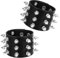 JIYIN 2 Stück Schwarz Nietenarmband Rock Punk Armband, Lederarmband Punk Besetztes Armband Nieten Armband Metal Spike Nietenbesetzter Rock Biker Stil für Herren Damen