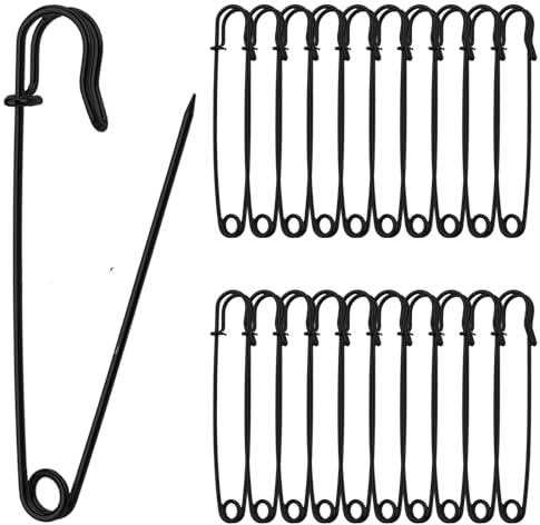 BIHUIZ Stor säkerhetsnål 90 mm, 20 stycken metallsäkerhetsnålar lång extra stora stift säkerhetsnål för tjocka tyger quiltning filtar madrasser kläder smycken halsduk