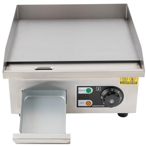 Barbecue électrique commercial, 2000 W, professionnel, pour restaurant, 35,5 x 38 x 21 cm, épaisseur en continu de 50 à 300 °C, avec 2 pelles et 2 brosses