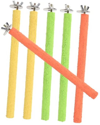 HOLIDYOYO 6pièces Perchoir pour Oiseaux Et Sable De Quartz Lot de Accessoires pour Cage Perchoirs De Et Exercice pour Calopsittes Et Perruches