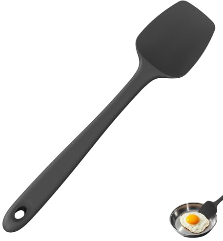 U-Taste Extra Großer Silikon Löffelspatel, 315℃ hitzebeständiger, Schwarz | 36cm Kochlöffel in Lebensmittelqualität, nahtloses flexibles Küchengerät zum Backen Rühren Schaben Schöpfen Servieren