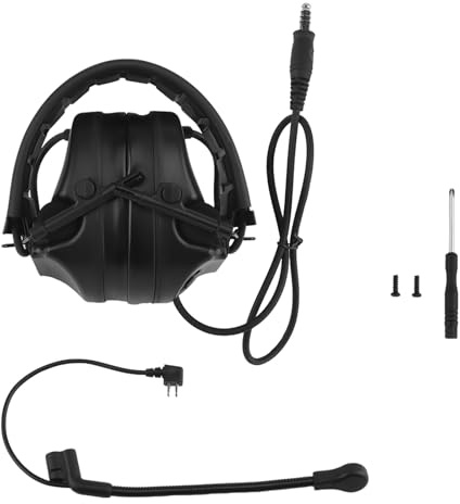 AHTCPO Tactical Headset, Communication Headphones with Mic for Hunting Shooting, Foldable Earmuffs(Black)