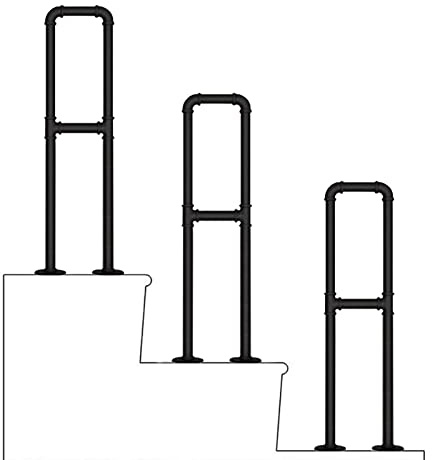 Barandilla de hierro forjado para exteriores de 95 cm, barandilla de escalera para terraza, jardín, balcón y terraza, kit completo de instalación incluido