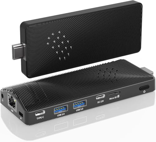 OuuOee Fanless Mini PC Stick, 8 GB RAM 128 GB minne, Micro Computer Stick Supports 4K 60 Hz HDMI, USB PD3.0, Gigabit Ethernet, Wi-Fi 5 på företag (8+128-J4105)