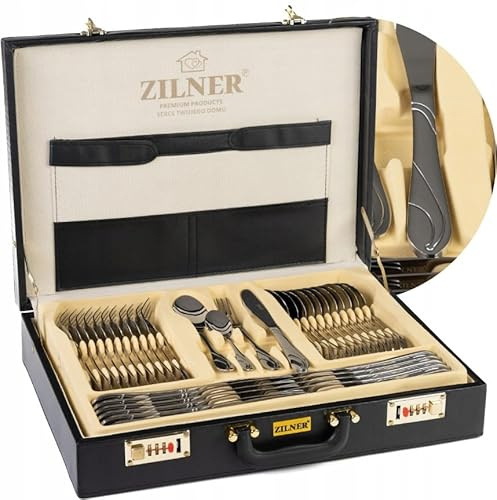 Couverts en Coffret 72 Pièces 12 Personnes Inox Fourchette Cuillère Couteau ZL6508