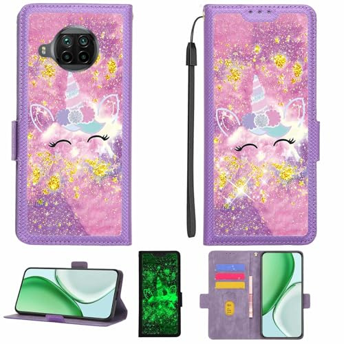 Kinetijy Coque Compatible pour Xiaomi Mi 10t Lite Coque Étui Housse Case Support [avec Film Protecteur HD d'une dureté de 9H] [Blocage RFID][Paillettes dorées + Brillantes] LPT-DJS