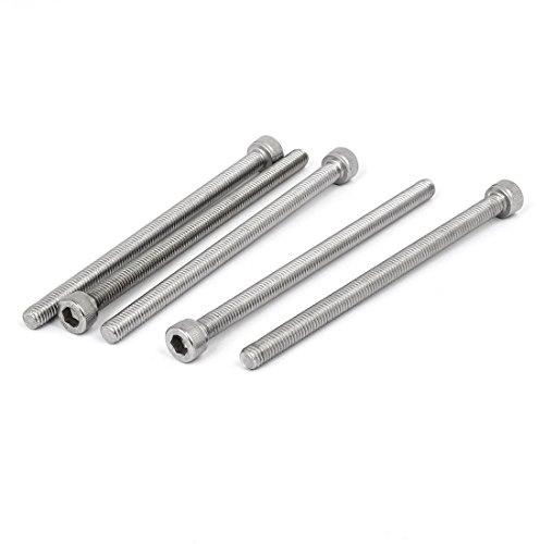 sourcing map 5 Stück M6 x 100mm Gewinde 304 Edelstahl Innensechskantschraube Schraube DIN912 Zylinderschrauben mit Innensechskant Maschinenschrauben Zylinderkopfschrauben