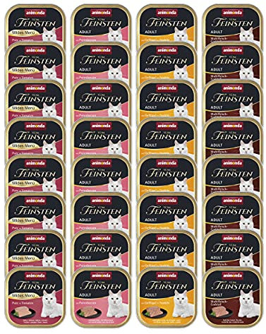 animonda Vom Feinsten Adult Fleisch Vielfalt mit Geflügel (32 x 100 g), Nassfutter für ausgewachsene Katzen, Katzenfutter ohne Getreide und Zucker, fein-stückige Pasteten