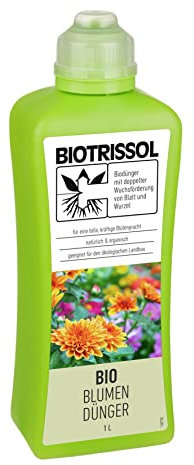 BIOTRISSOL Bio Blumendünger, Dünger für alle Blumen in Gartenbeet, Kübel sowie für Zimmerpflanzen, 100 % pflanzliche Inhaltsstoffe, Vegan, 1 L
