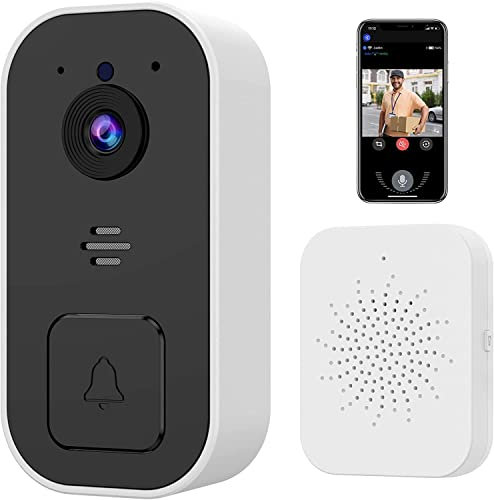 Smart Wireless Remote HD Security Video Doorbell Camera Intelligent Visual Night Vision WiFi 2-Way Audio Video Calls, Photo, Recording, APP Control with Chime Self-Installation Rechargeable Wide Angle