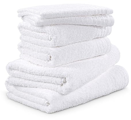 Möve Handtuchset New Classic 6-TLG Handtücher - 2X 30x50 cm + 2X 50x100 cm + 2x67x140 cm, 100% Baumwolle, Snow