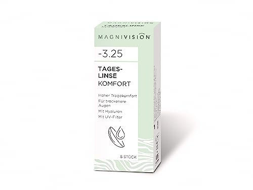 MAGNIVISION Tageslinsen Komfort weiche Kontaktlinsen für -4,00 Dioptrien | 8 Stück | BC 8.6 | DIA 14.2 | Kontaktlinse mit Hyaluron und UV-Filter für empfindliche Augen | ohne Konservierungsstoffe