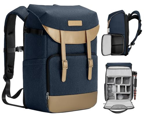 K&F CONCEPT Kamerarucksack Rolltop Fotorucksack Rucksack-Stofftaschen aus Stoff für Spiegelreflexkamera 15 Zoll Laptop