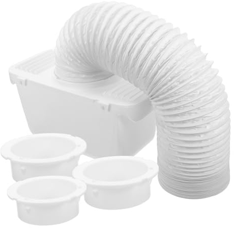 Indoor Dryer Vent Kit Connector Replacement White Plastic | Vent Hose Connection, Water Collection and Easy Cleaning, for Clothes and Drum Dryers