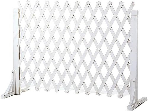 Teleskop-Holzzaun/Innentrennwand/Zierzaun für den Balkon/Gartengitter-Dekoration/Haustierzaun/Ruhebereichstrennwand (weiß, H70 cm)
