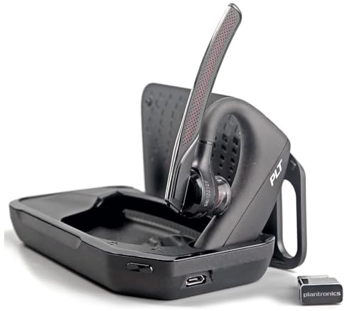 POLY Voyager 5200 UC Wireless Headset & Charging Case - Single-Ear Bluetooth Headset, Noise-Cancelling Mic, Mobile/PC via Bluetooth, Compatible w/Teams, Zoom & More, Plantronics (New)(Renewed)