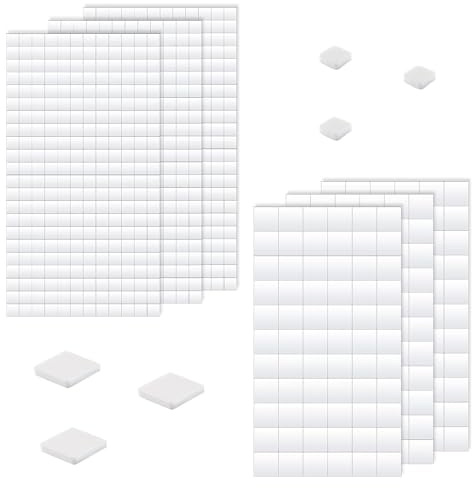 YREYBN 978Pcs Double Sided Sticky Foam Pads, 2mm 3D Adhesive Foam Pads, White Foam Sticky Pads Foam Sheets for Card Making Scrapbooking DIY Art Craft Home and Office Supplies (6 Sheets)