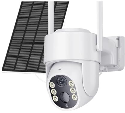 VEKELETE WiFi PTZ Camera Outdoor Solar IP Camera 4MP HD Built-in Battery Video Surveillance Camera Long Time Standby(2MP Add 128GB Card)