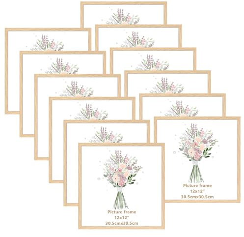 Giftgarden 12er Set Bilderrahmen 30x30 cm in Holzoptik | Moderne Quadratische Fotorahmen aus PVC Kunststoff, Wanddekoration für Wohnzimmer, Schlafzimmer, Büro