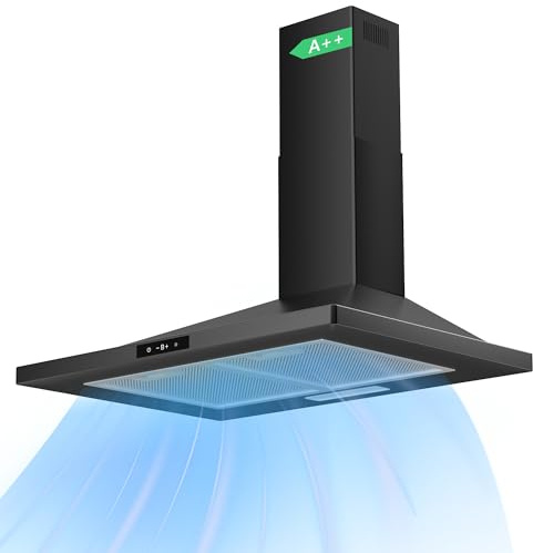 Karinear Cooker Hood 60cm Touch Control Kitchen Extractor Fan 350 M³/H,With Carbon Filters Recirculating & Ducting Wall Mounted Cooker Extractor Fan 58db Black